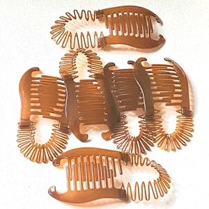 Women Vintage 80s 90s  Interlocking Banana Hair Comb Pony tail Holder Set of 6